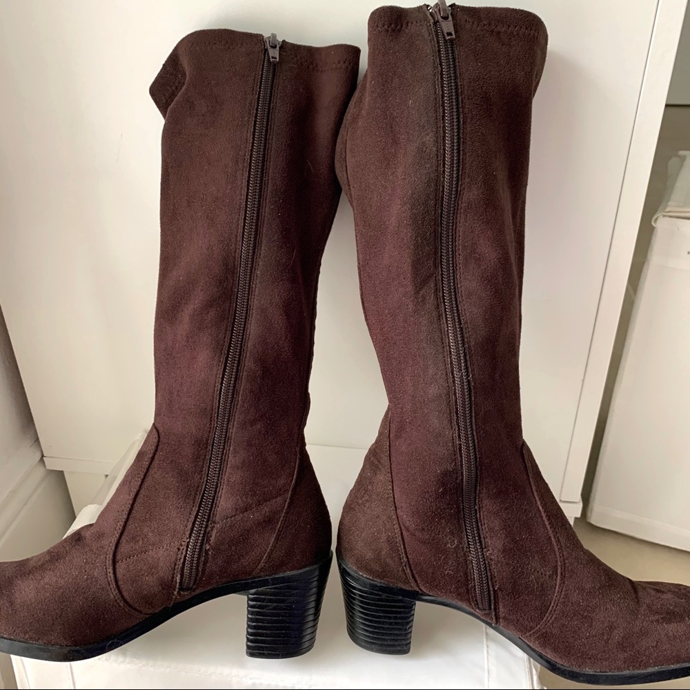 Brown suede boots